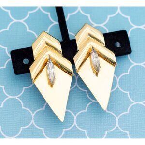 Vintage Sharp Diamond Geometric Clip On Earrings - R15
